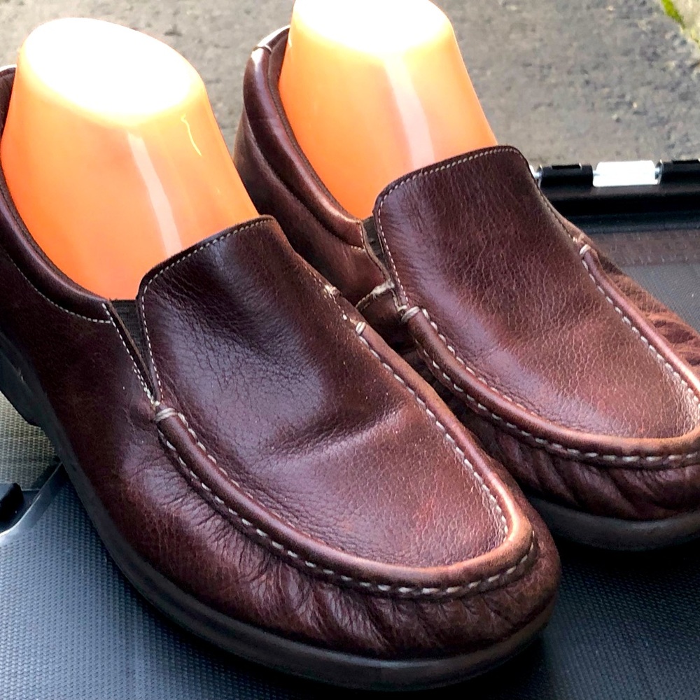 SAS Brown Leather Slip-On Loafers